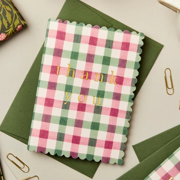 Pink & Green Gingham ‘Thank You’