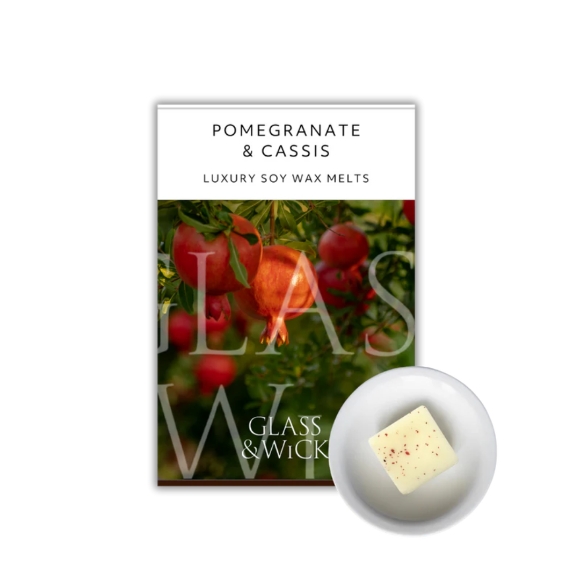 Pomegranate & Cassis Soy Wax Melts   Glass & Wick