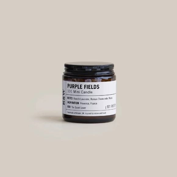 Purple Fields Candle Russel and White