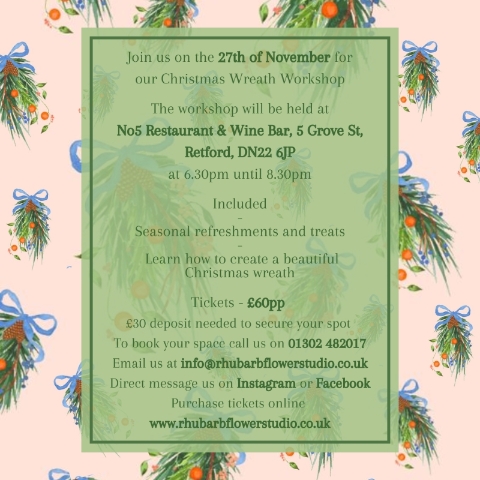 Christmas Wreath Workshop with Rhubarb 27.11.24