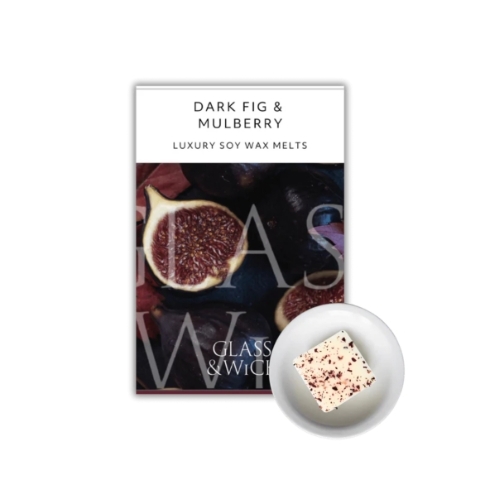 Dark Fig & Mulberry Soy Wax Melts   Glass & Wick