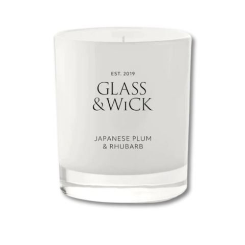 Japanese Plum & Rhubarb Classic Candle  Glass & Wick