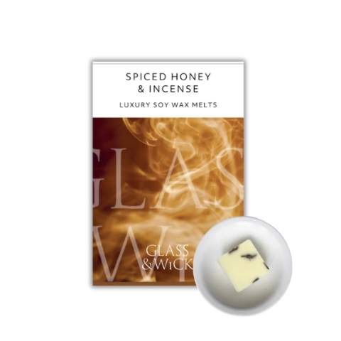 Spiced Honey & Incense Soy Wax Melts   Glass & Wick